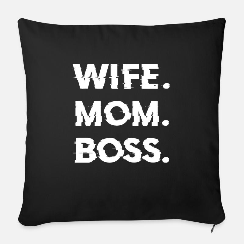 Wife Mom Boss Mothers Day Gift - Skjorte - Sofapude med fyld 45 x 45 cm - sort