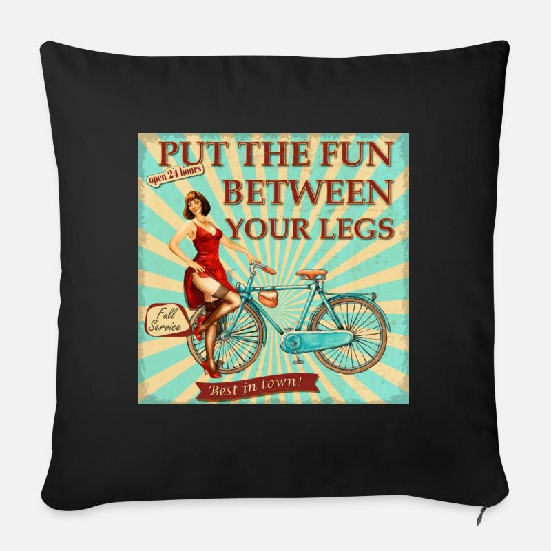 Fahrrad - Put the fun between your legs - Sofakissen mit Füllung 45 x 45 cm - Schwarz
