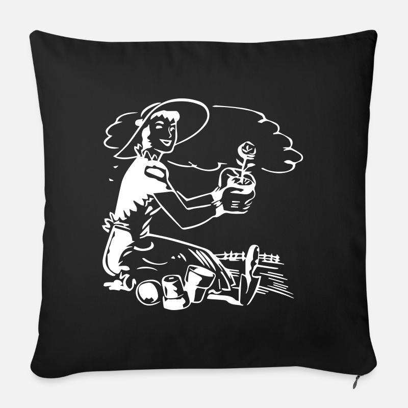 Gärtnerin - Garten - Sofakissen mit Füllung 45 x 45 cm - Schwarz