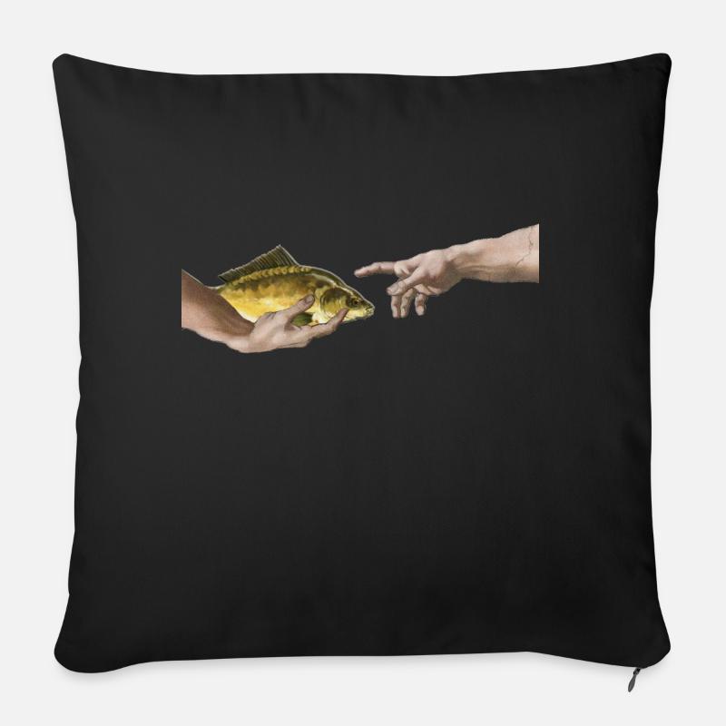 Fresko Michelangelo Karpfen Parodie - Sofakissen mit Füllung 45 x 45 cm - Schwarz