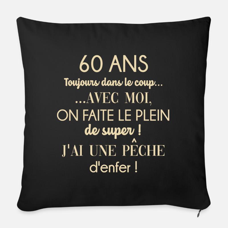 60 ans anniversaire - Coussin et housse de 45 x 45 cm - noir