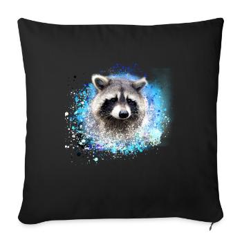 raccoon, bear, graffiti, painting, blue - Sofa pillow with filling 45cm x 45cm - black - Front