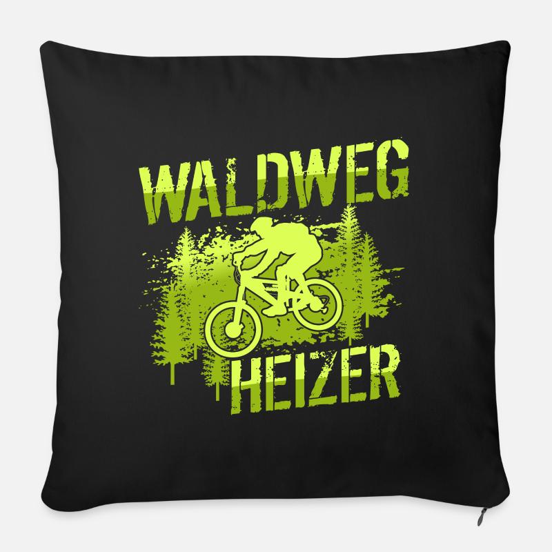 MTB Mountainbiker - Waldweg Heizer - Sofakissen mit Füllung 45 x 45 cm - Schwarz