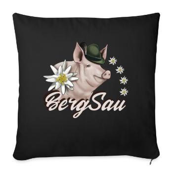 Bergsau Bergsteigen Klettern Schwein Edelweiß - Sofakissen mit Füllung 45 x 45 cm - Schwarz - Vorne