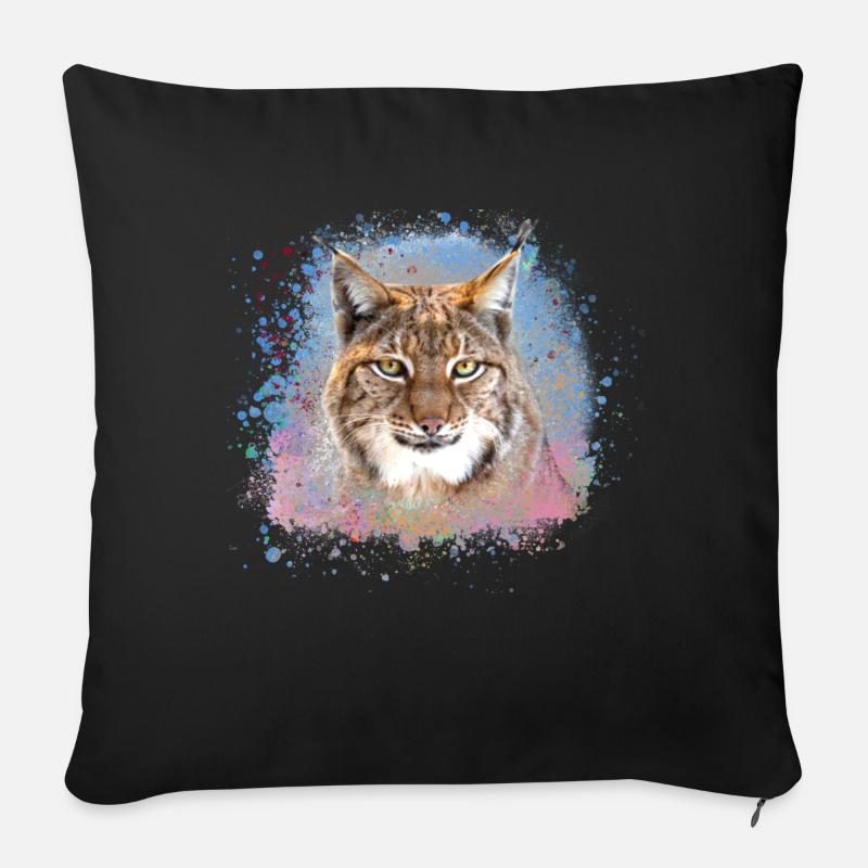wildkatze,luchs,rosa,graffiti,malerei,katze - Sofakissen mit Füllung 45 x 45 cm - Schwarz