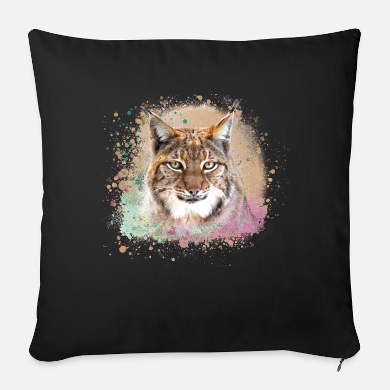 wildkatze,luchs,beige,graffiti,malerei,katze - Sofakissen mit Füllung 45 x 45 cm - Schwarz