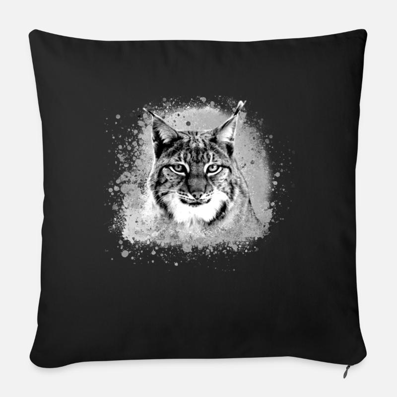 chat sauvage,lynx,gris,graffiti,peinture,chat - Coussin et housse de 45 x 45 cm - noir