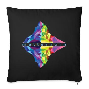 Matterhorn colored blue font reflected - Sofa pillow with filling 45cm x 45cm - black - Front