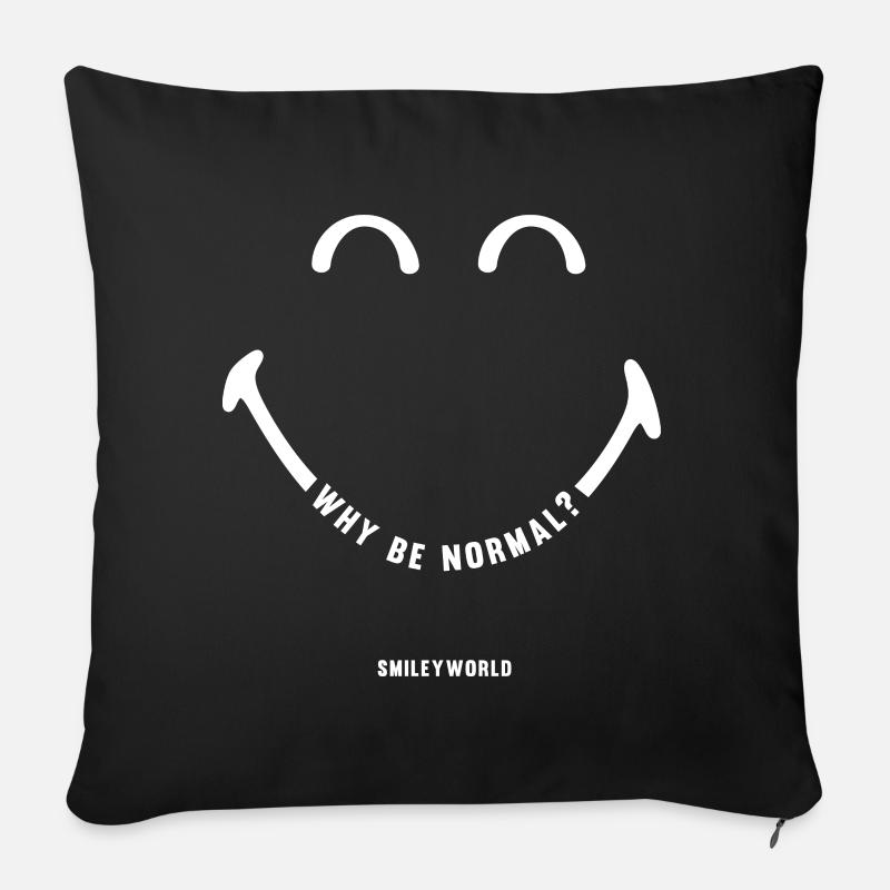 SmileyWorld Swhy Be Normal? Lächelndes Gesicht - Sofakissen mit Füllung 45 x 45 cm - Schwarz