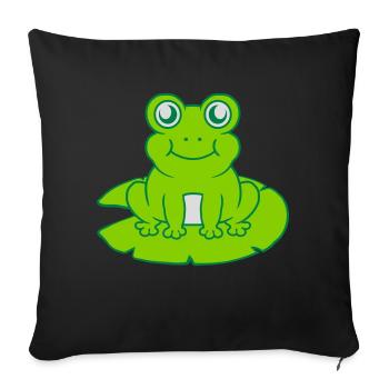 Frog sits water lily Seeblatt - Sofa pillow with filling 45cm x 45cm - black - Front
