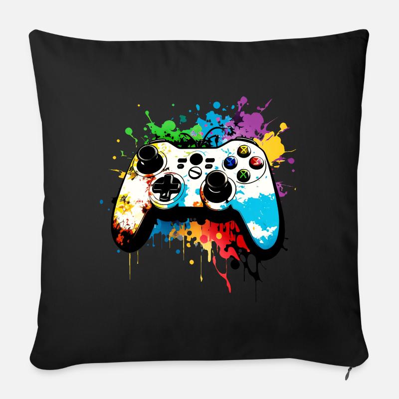 Gaming Controller Graffiti Computer Spiele Gamer - Sofakissen mit Füllung 45 x 45 cm - Schwarz
