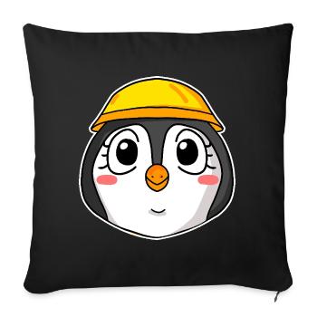 Penguin Construction Site - Sofa pillow with filling 45cm x 45cm - black - Front