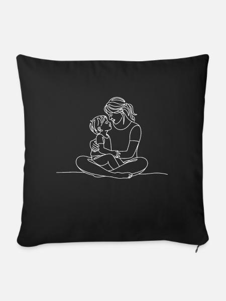 Mama & Ich: Liebevolle Umarmung - Sofakissen mit Füllung 45 x 45 cm - Schwarz
