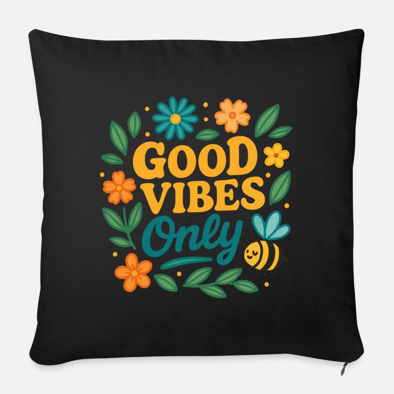 gute Stimmung | farbiges Sommer Design - Sofakissen mit Füllung 45 x 45 cm - Schwarz