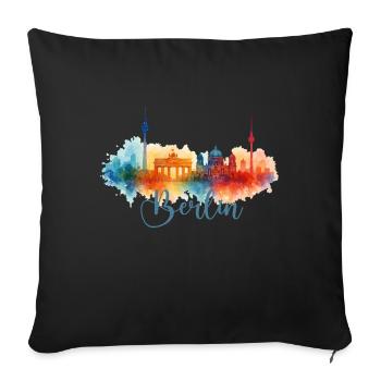 Berlin City Watercolor City - Coussin et housse de 45 x 45 cm - noir - Devant