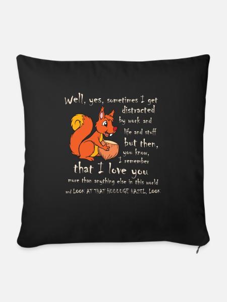 ADHS Eichhörnchen mit ganz viel Liebe - Sofakissen mit Füllung 45 x 45 cm - Schwarz
