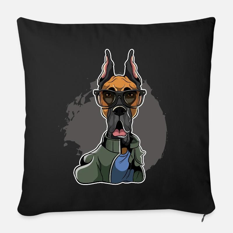 Great Dane - Dogue Allemand - Coussin et housse de 45 x 45 cm - noir