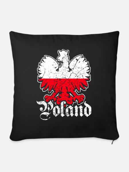 Polen Flagge Adler - Sofakissen mit Füllung 45 x 45 cm - Schwarz