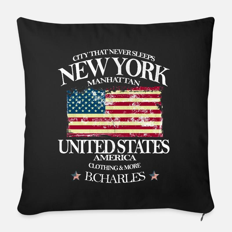 New York - Coussin et housse de 45 x 45 cm - noir