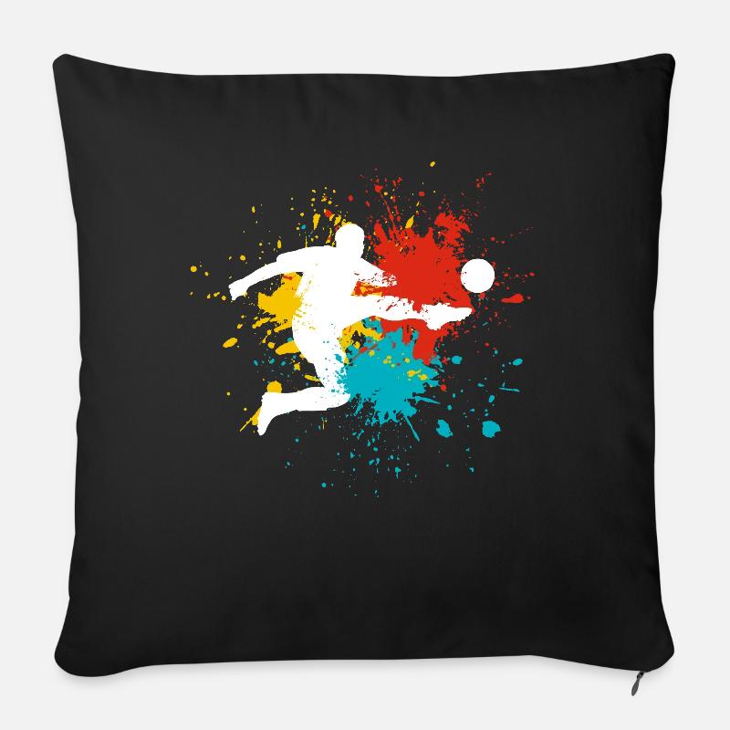 Fußball - Sofakissen mit Füllung 45 x 45 cm - Schwarz