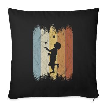 Retro 80er Zirkus Jonglage Jongleur Silhouette - Sofakissen mit Füllung 45 x 45 cm - Schwarz - Vorne