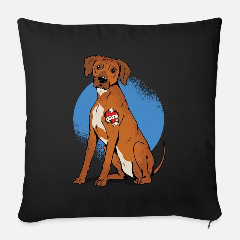 Rhodesian Ridgeback Hund taetowiert mit Herz - Sofakissen mit Füllung 45 x 45 cm - Schwarz