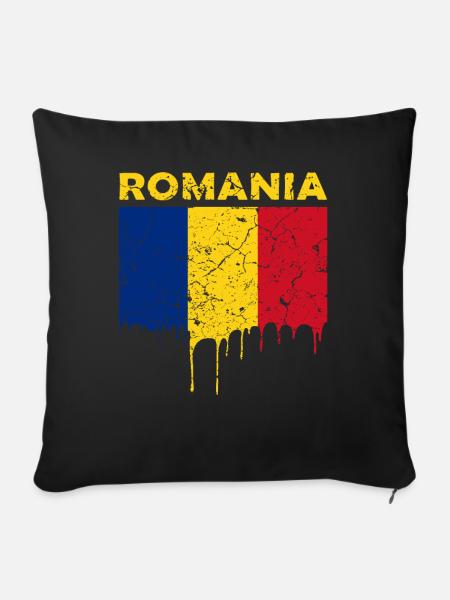 Rumänien - Sofakissen mit Füllung 45 x 45 cm - Schwarz