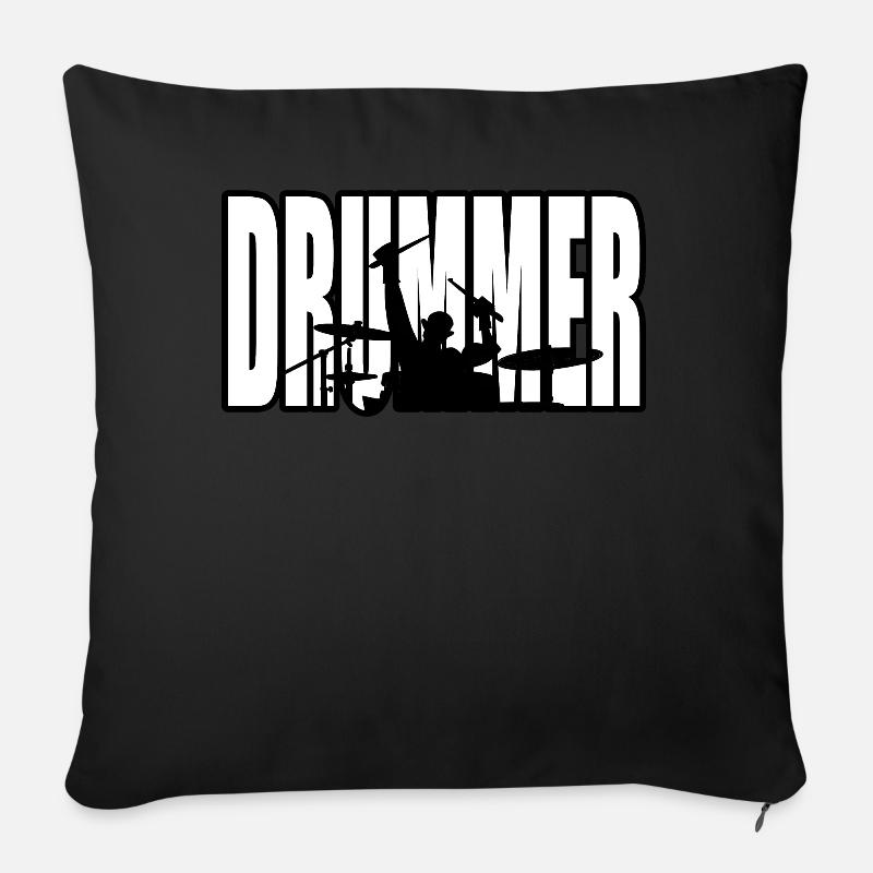 Batteur batteur batteur - Coussin et housse de 45 x 45 cm - noir