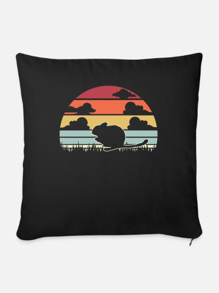 Degu retro Nagetier - Sofakissen mit Füllung 45 x 45 cm - Schwarz