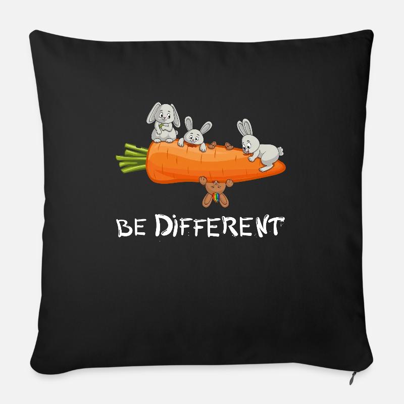 Be Different Lustiges Kaninchen Süßes Hasen Design - Sofakissen mit Füllung 45 x 45 cm - Schwarz
