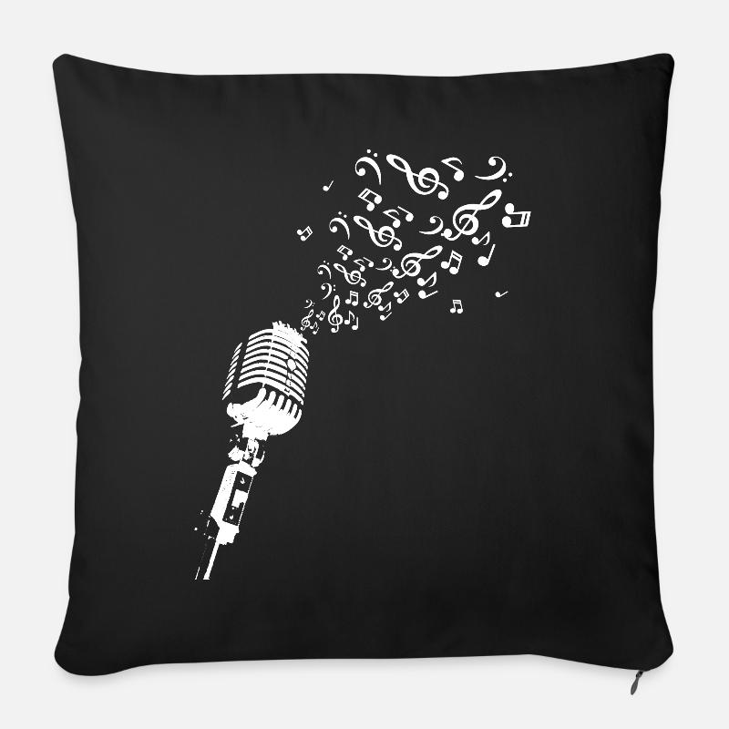 Microphone music notes clef singing karaoke - Sofa pillow with filling 45cm x 45cm - black