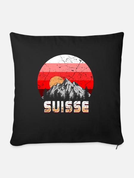 Suisse Schweiz - Sofakissen mit Füllung 45 x 45 cm - Schwarz