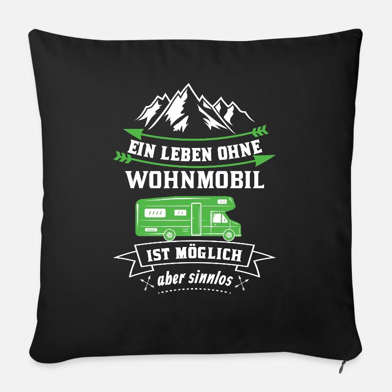Camping Hobby Wohnmobil Geschenk - Sofakissen mit Füllung 45 x 45 cm - Schwarz