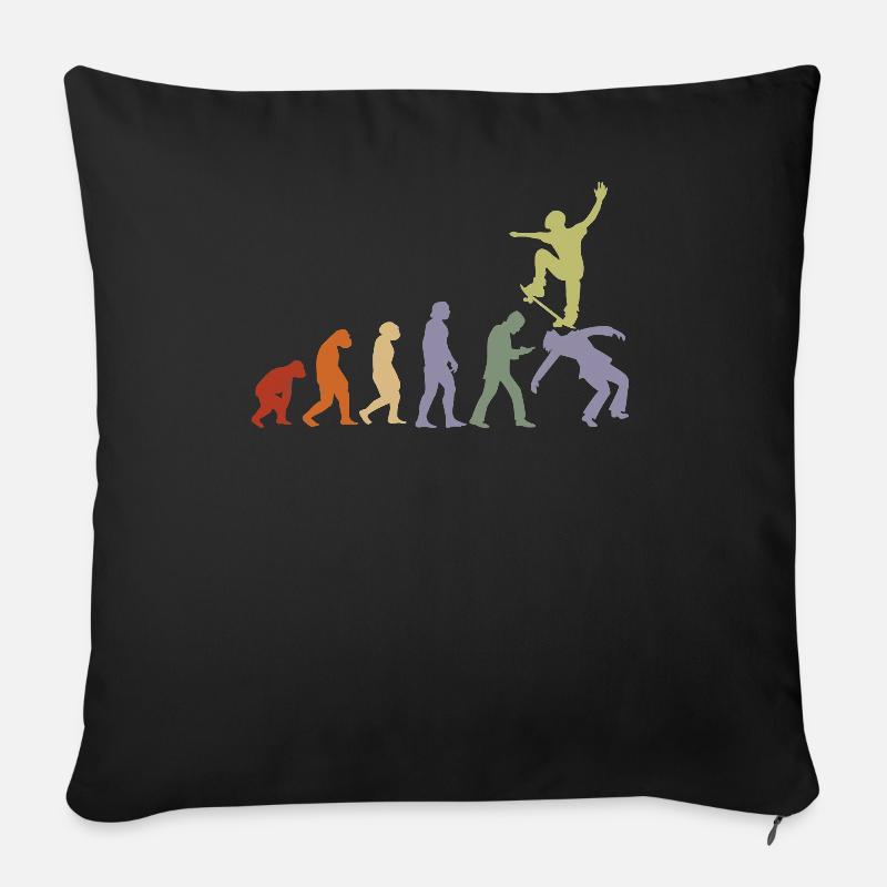 Evolution Skater Skateboard Skate skate parkour - Coussin et housse de 45 x 45 cm - noir