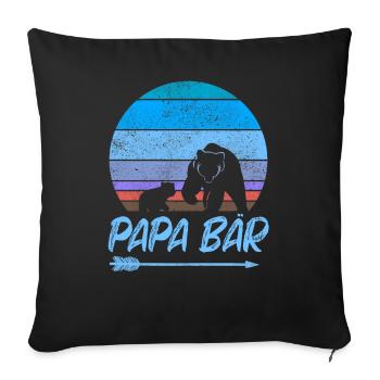 Papa Bear fête des pères cadeau d'anniversaire - Coussin et housse de 45 x 45 cm - noir - Devant