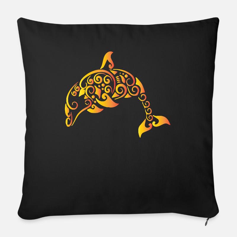 Delfin Tattoo - Sofakissen mit Füllung 45 x 45 cm - Schwarz