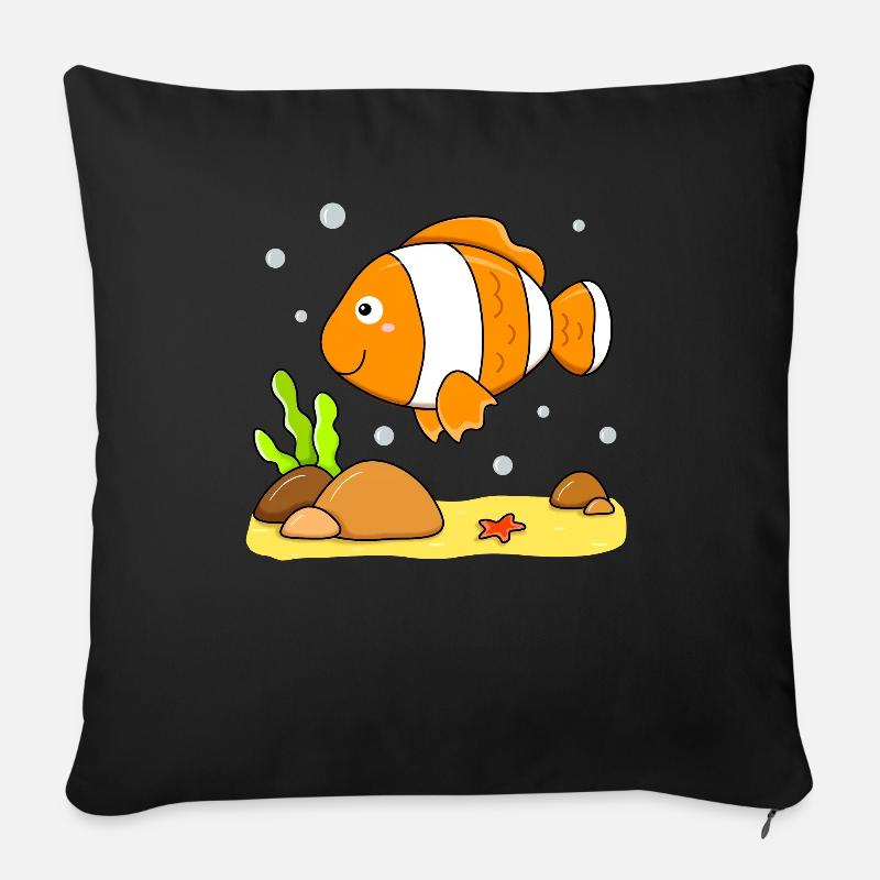Poisson poisson clown - Coussin et housse de 45 x 45 cm - noir