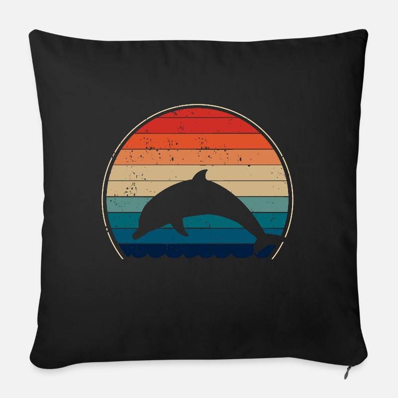 Delfin Delfine retro - Sofakissen mit Füllung 45 x 45 cm - Schwarz
