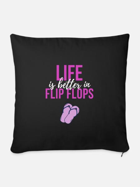 Flip Flops Leben - Sofakissen mit Füllung 45 x 45 cm - Schwarz