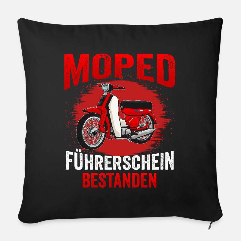 Moped Führerschein Bestanden Mofa Roller Geschenk - Sofakissen mit Füllung 45 x 45 cm - Schwarz