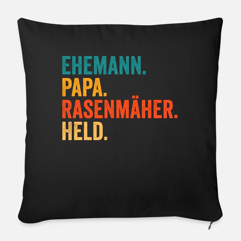 Papa Gartenbauer Garten Gärtner Rasenmäher - Sofakissen mit Füllung 45 x 45 cm - Schwarz