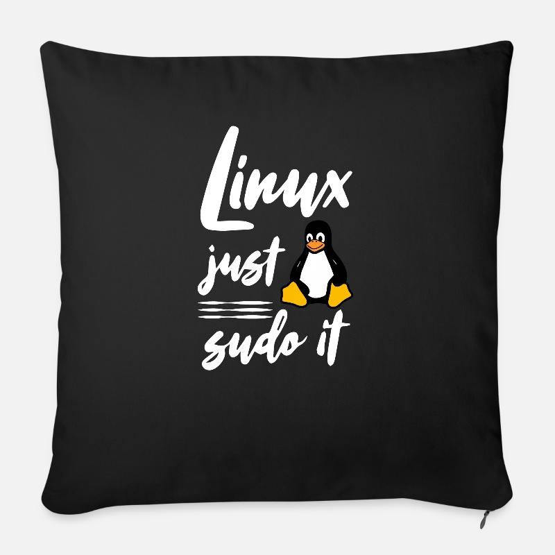 Linux juste sudo it - Coussin et housse de 45 x 45 cm - noir