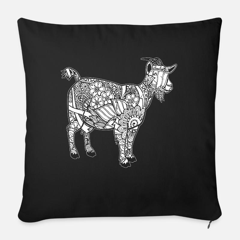 Ziege Ziege Blumenmuster - Sofakissen mit Füllung 45 x 45 cm - Schwarz