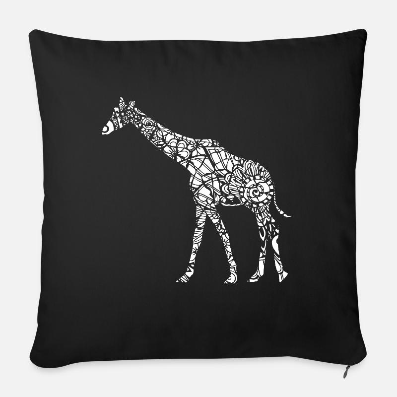 Giraffe Giraffe Blumenmuster - Sofakissen mit Füllung 45 x 45 cm - Schwarz