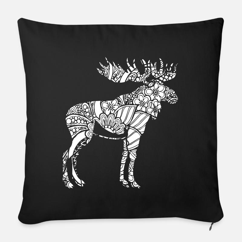 Elch Elch Blumenmuster - Sofakissen mit Füllung 45 x 45 cm - Schwarz