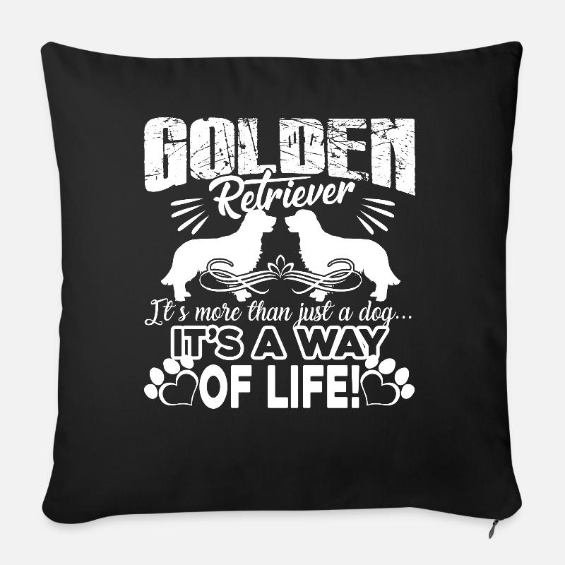 Golden Retriever, c'est un mode de vie - Coussin et housse de 45 x 45 cm - noir