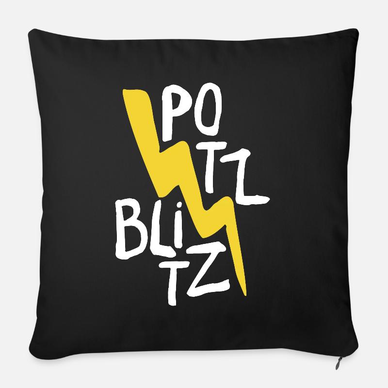 Potzblitz, lustiges süßes Design - Sofakissen mit Füllung 45 x 45 cm - Schwarz