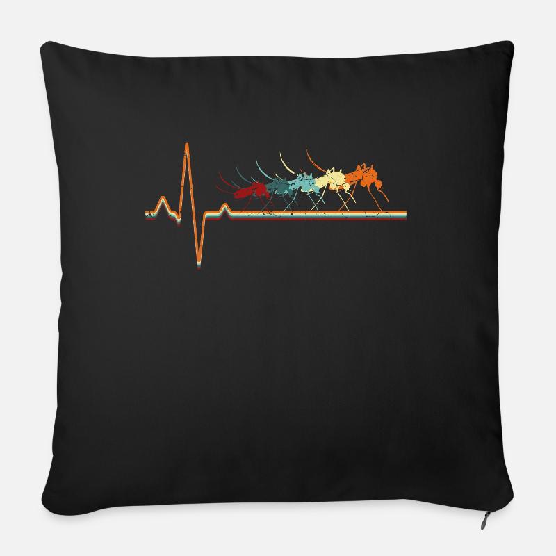 Retro Mücke EKG - Sofakissen mit Füllung 45 x 45 cm - Schwarz