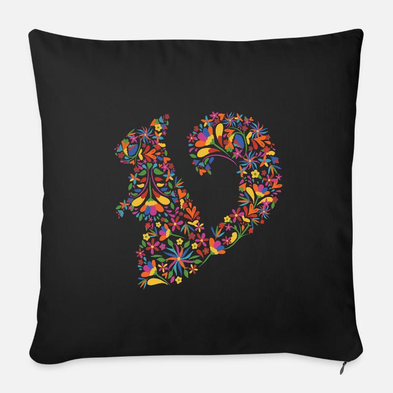 Eichhörnchen - Sofakissen mit Füllung 45 x 45 cm - Schwarz
