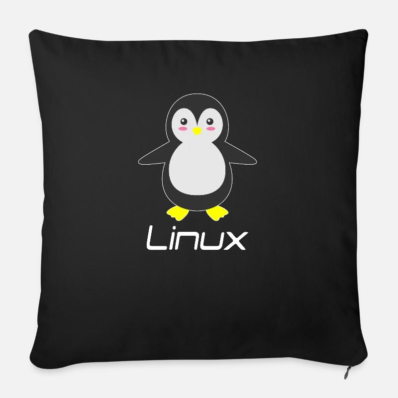 Geek Linux - Coussin et housse de 45 x 45 cm - noir